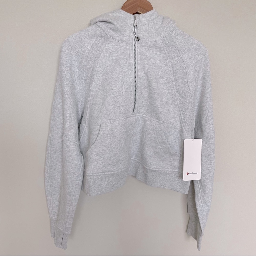 NWT Lululemon Scuba Oversized 1/2 Zip Hoodie Heathered Core Light Grey Size XS/S